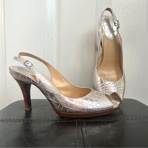 Cole Haan Silver Crocodile Leather Heels Nike Air  7.5